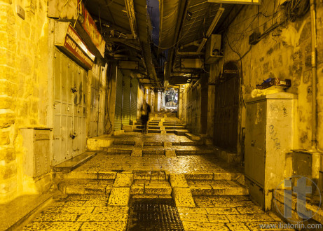 Old town streets at night. Jerusalem, Israel.