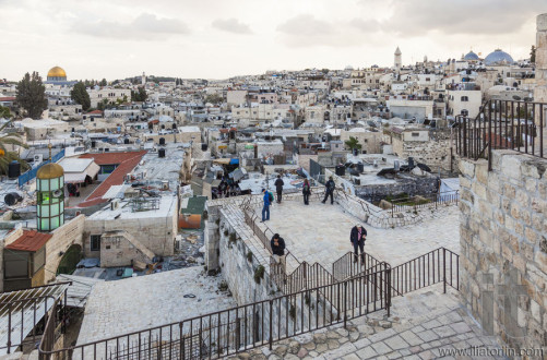 View from Damascus gate to Jerusalem Old Town. Israel.