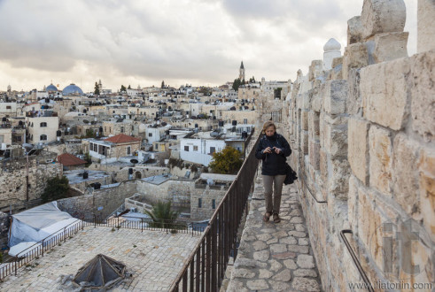 View from Damascus gate to Jerusalem Old Town. Israel.