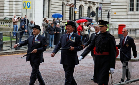 The parade of Veterans marching to commemorate and honor the fallen comrades. London. United Kingdom.