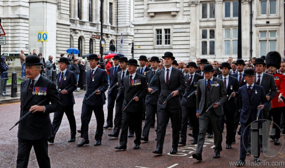 The parade of Veterans marching to commemorate and honor the fallen comrades. London. United Kingdom.