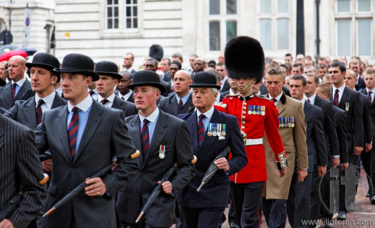 The parade of Veterans marching to commemorate and honor the fallen comrades. London. United Kingdom.