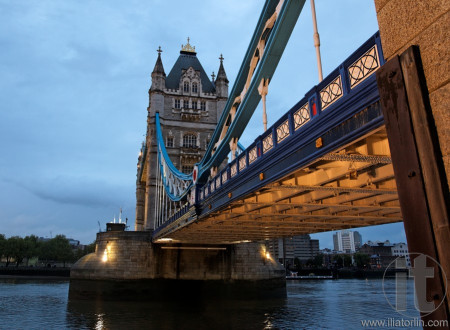 Tower Bridge from the North Bank at dusk. London. UK.