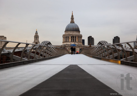 View  to St Pauls from Millenium Bridge. London. UK.