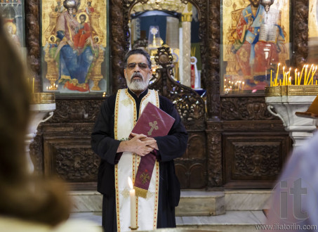 Child baptism in Basilica of the Annunciation. Nazareth. Israel.