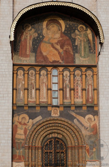 Fasade detail. Cathedral of the Assumption in kremlin. Moscow. Russia.