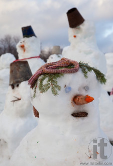 Snowmans in Gorky Park. Moscow. Russia.
