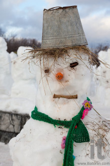 Snowmans in Gorky Park. Moscow. Russia.