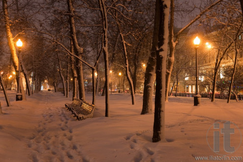 Winter evening. Tverskoy Boulevard. Russia.