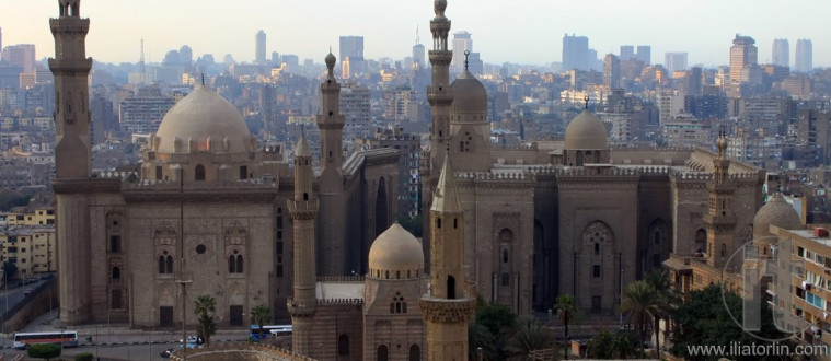 Mosque of Sultan Hasan and cityscape of Cairo. Egypt