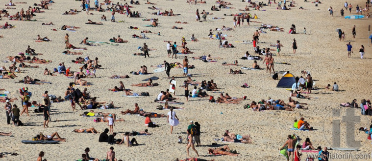 People sunbathing on Sydney's famous Bondi Beach