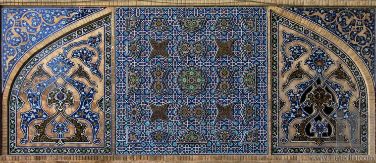 Tiled background in mosque. Isfahan. Iran