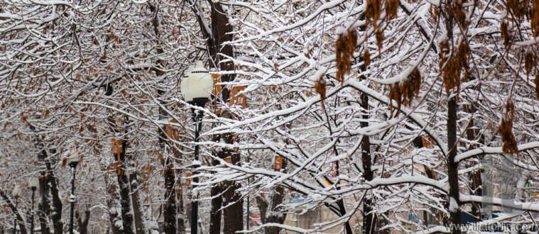 Boulevard in Moscow after heavy snowfall. Russia.