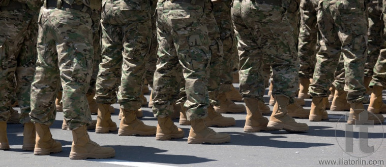 Soldiers in boots. Tbilisi. Georgia.