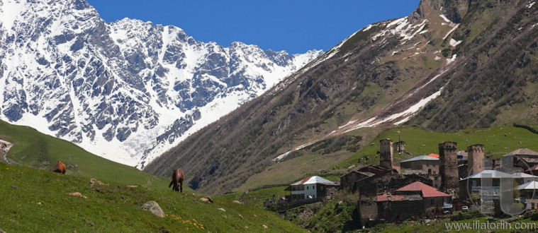 Ushguli - the highest inhabited village in Europe. Upper Svaneti. Georgia.