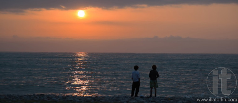 Sunset on the beach. Batumi. Georgia.