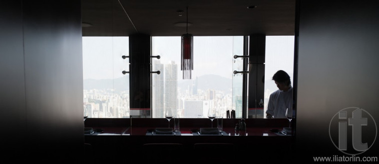 Japanese restaurant with the view. Kowloon. Hong Kong.