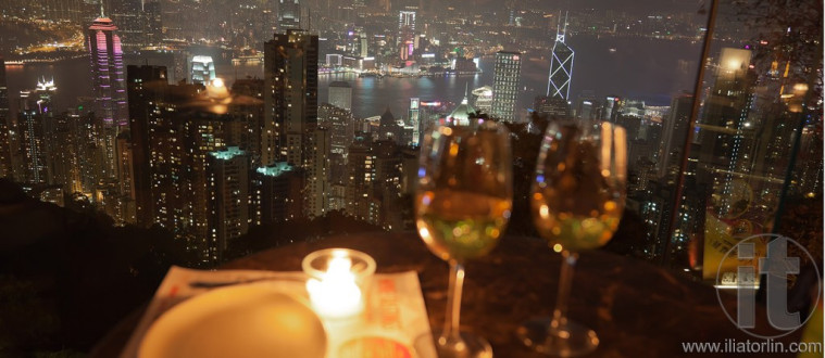 View from restaurant on The Peak. Hong Kong.