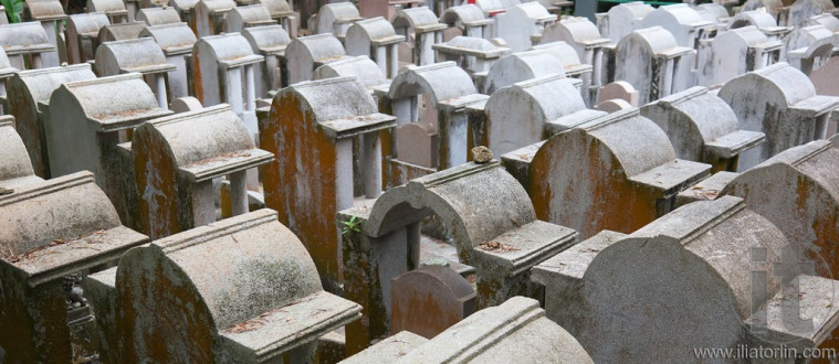 Cemetery on Cheung Chau Island. Hong Kong.
