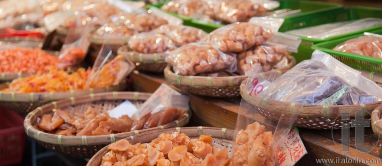 Dry seafood. Tai O fish market. Hong Kong.