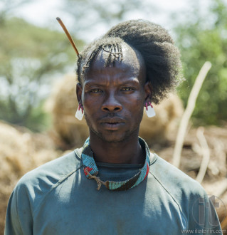 Traditionally dressed man from Tsemay tribe. Weita. Omo Valley. Ethiopia.