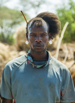 Traditionally dressed man from Tsemay tribe. Weita. Omo Valley. Ethiopia.