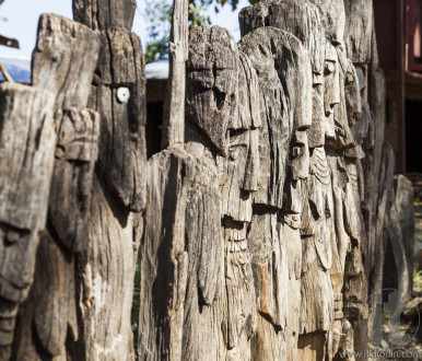 Waga - carved wooden grave markers sometimes misleadingly referred as totems . Arfaide (near Karat Konso). Ethiopia.