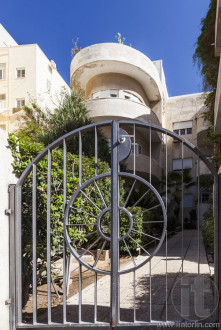 Facade of one of the Bauhaus buildings. Tel Aviv. Israel.