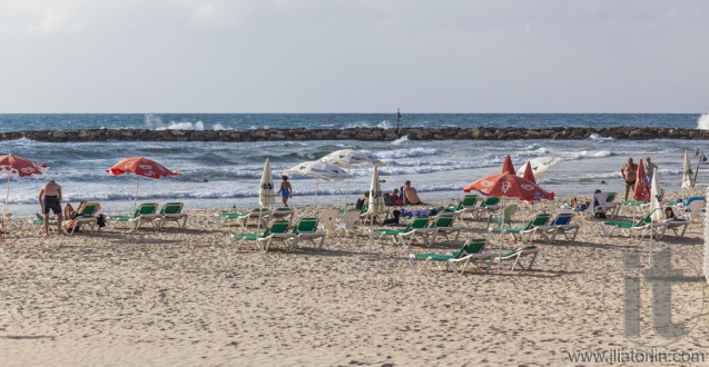 Banana Beach in October. Tel Aviv, Israel