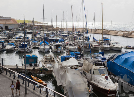 Yachts motorboats and fishing vessels in Old Jaffo Port. Tel Avi