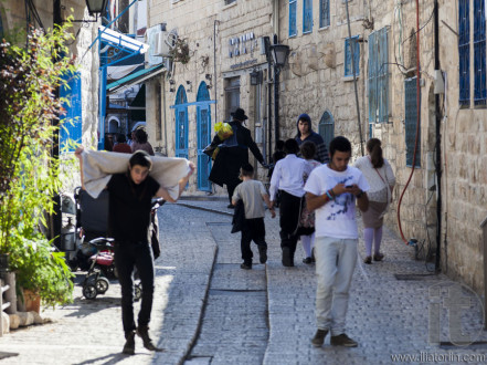 Busy city street. Tzfat (Safed). Israel